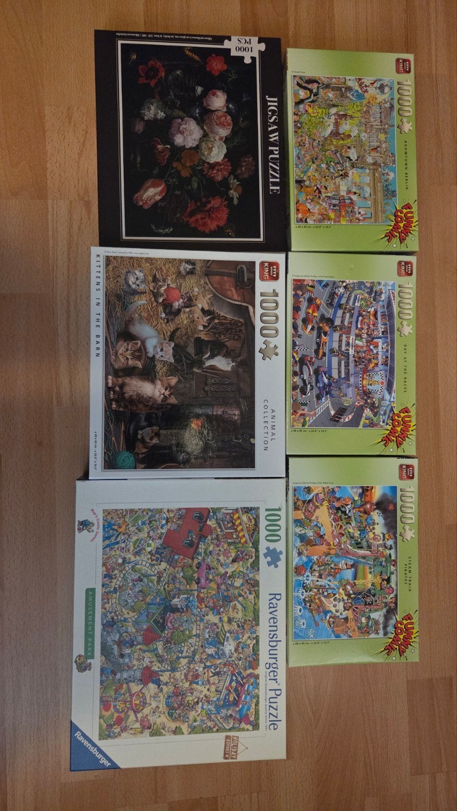 6 Legpuzzels van 1000 stukjes - Diverse thema's, Ophalen, 500 t/m 1500 stukjes, Gebruikt, Legpuzzel