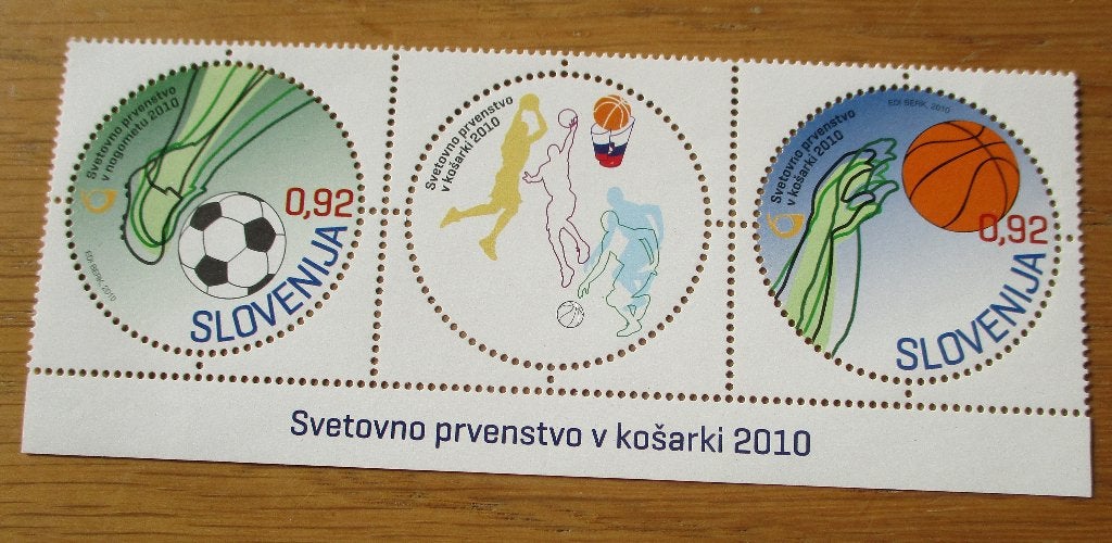 Slovenië, WK Voetbal en WK Basketbal 2010, brugpaar, Verzenden, Postfris, Sport