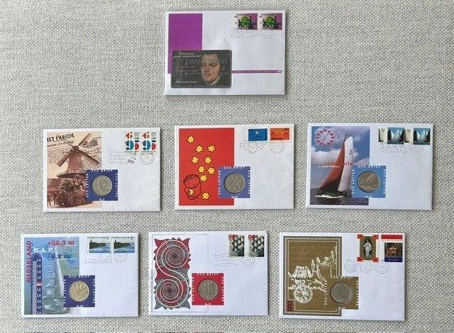 1 telebrief en ECU brieven (met bijbehorende munten)., Verzenden, Envelop