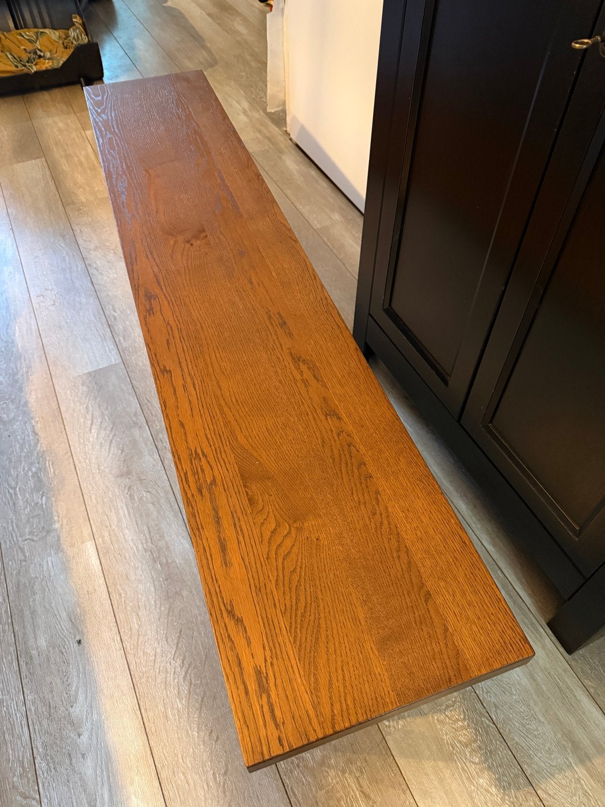 IKEA Morbylanga bank 180x35x45 eikenfineer, Ophalen, Bruin, Zo goed als nieuw, Eén
