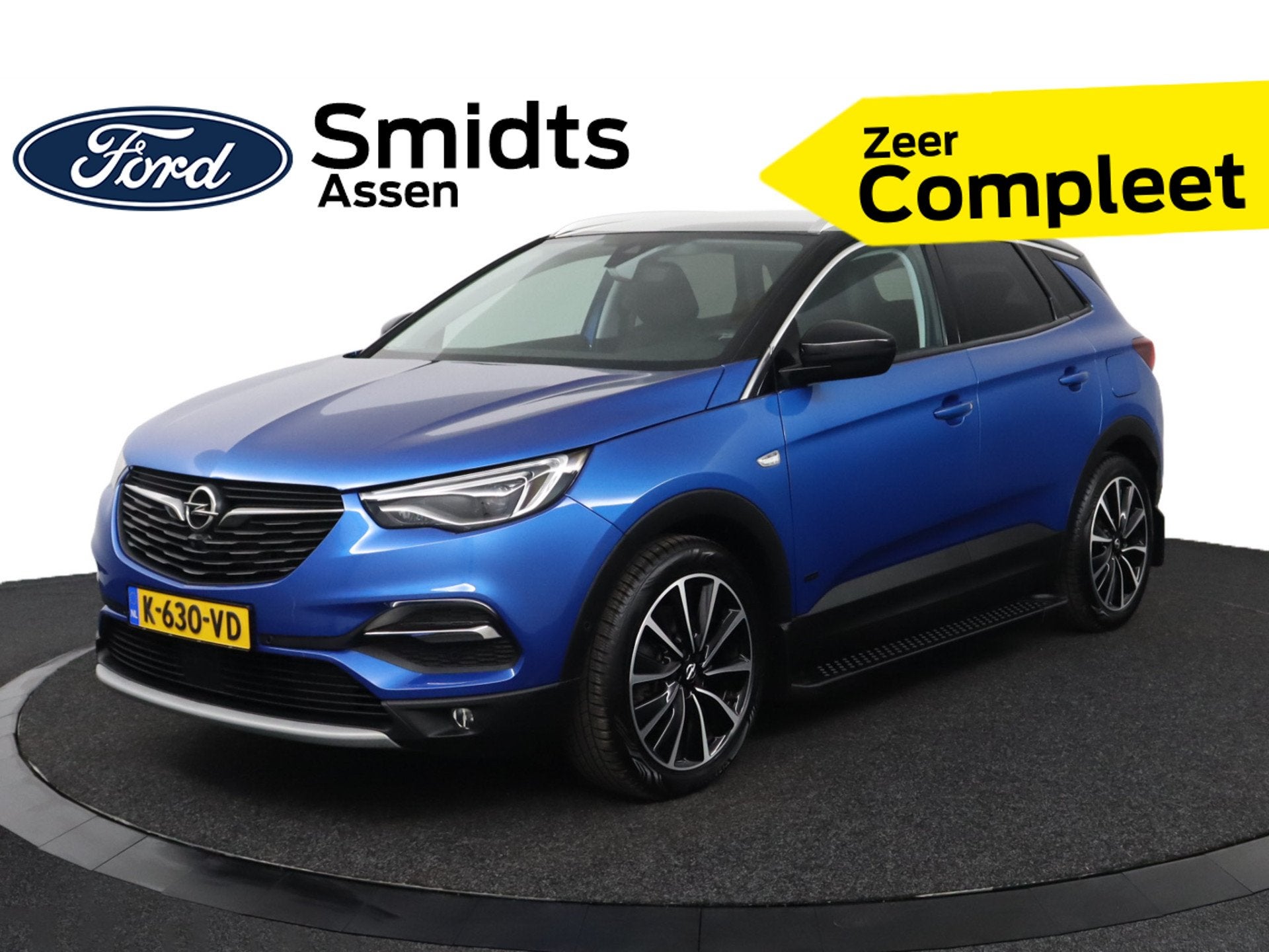 Opel Grandland X 1.6 Turbo 225PK Hybrid Elegance | Trekhaak, Auto's, Dealer onderhouden, 4 cilinders, Blauw, Bedrijf