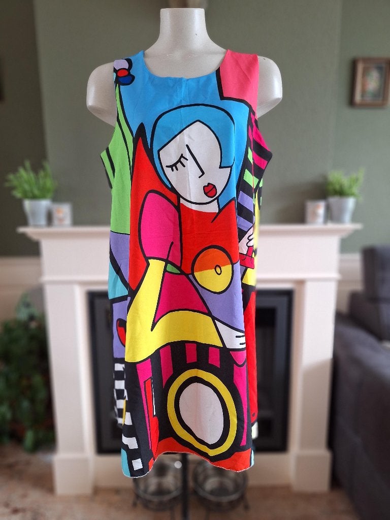 New Collection colour block jurk abstract 42, Maat 42/44 (L), Zo goed als nieuw, Knielengte, New Collection