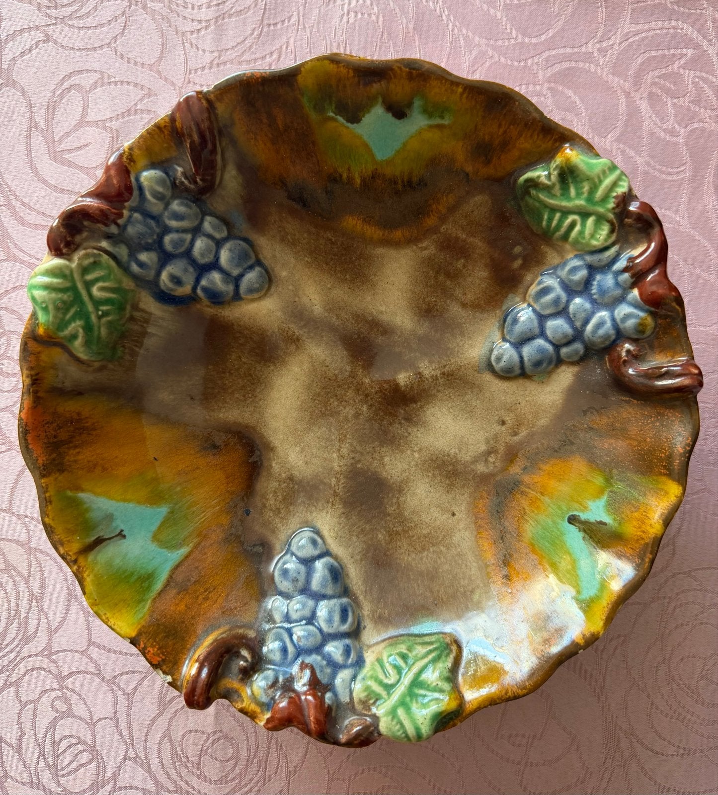 Vintage Jasba,Aardewerken Fruitschaal met Druivenmotief, Ophalen of Verzenden