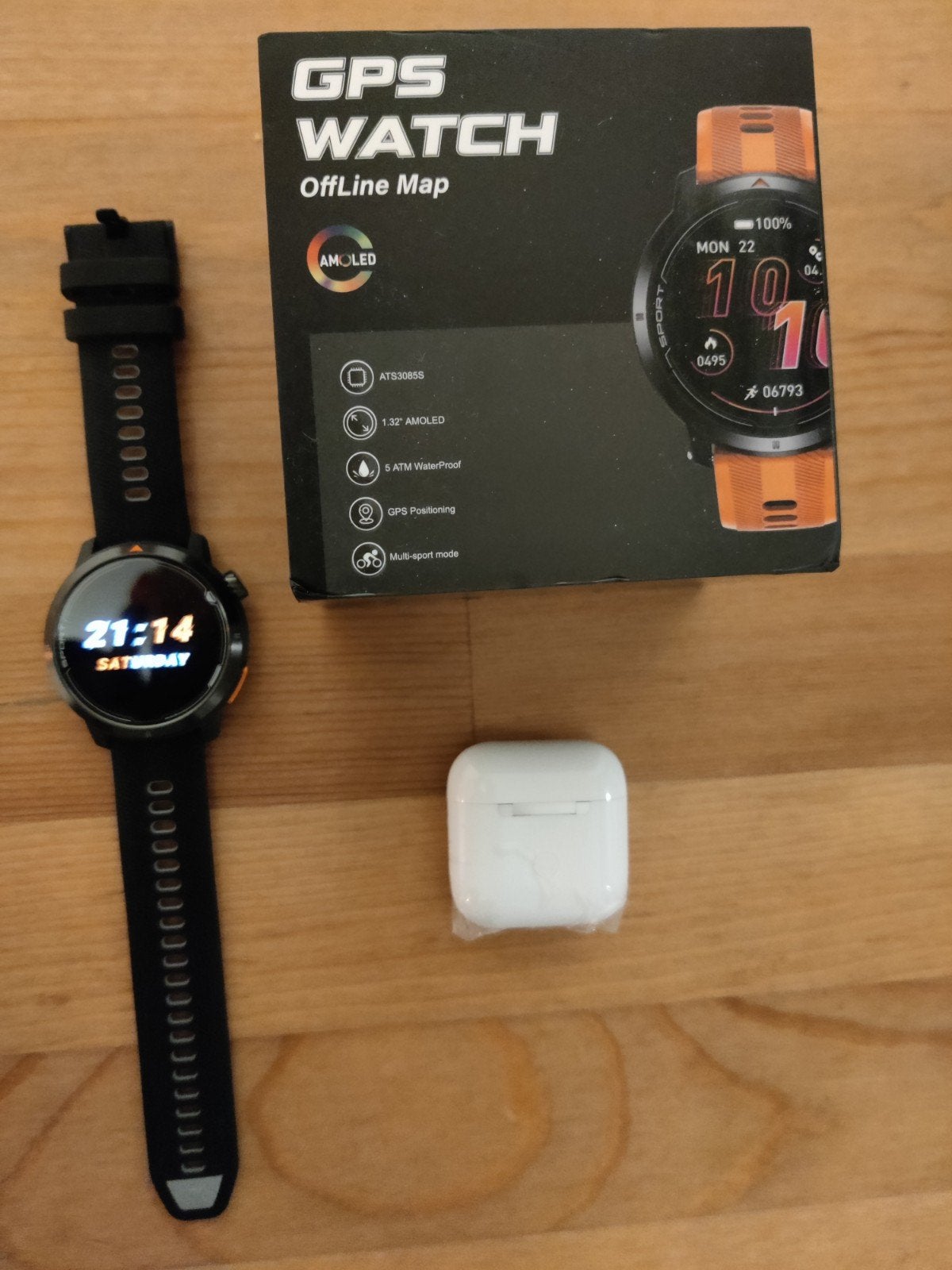 Smartwatch GT9 GPS Horloge met AMOLED scherm en TWS, Zwart, Nieuw, Ophalen of Verzenden, Waterdicht