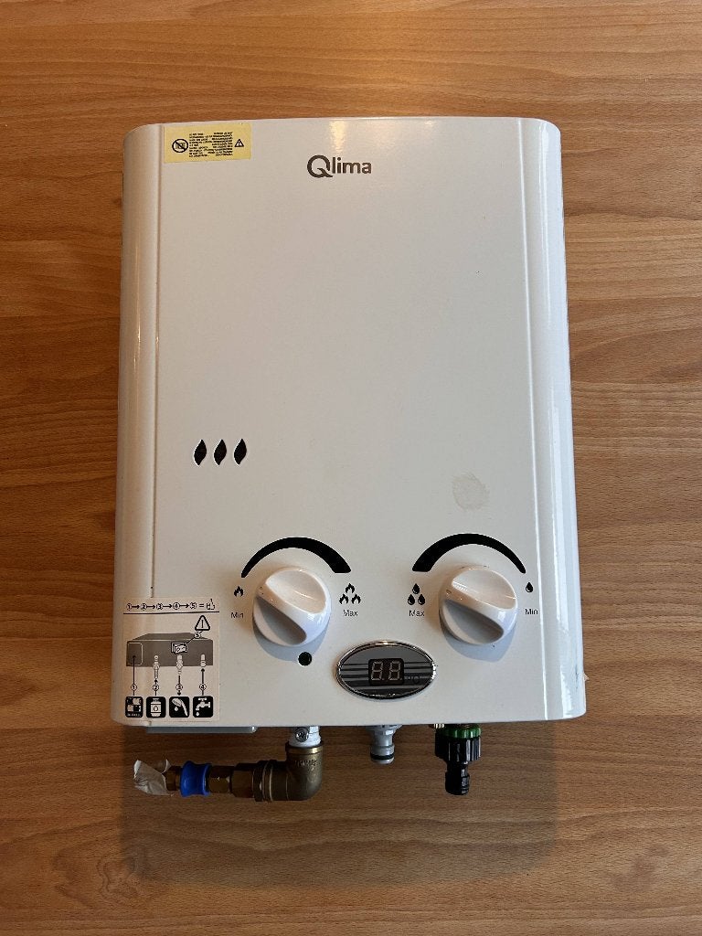 Qlima PGWH1010 gasgeiser, Doe-het-zelf en Verbouw, Geiser, Ophalen of Verzenden, Minder dan 20 liter, Propaan of Butaan