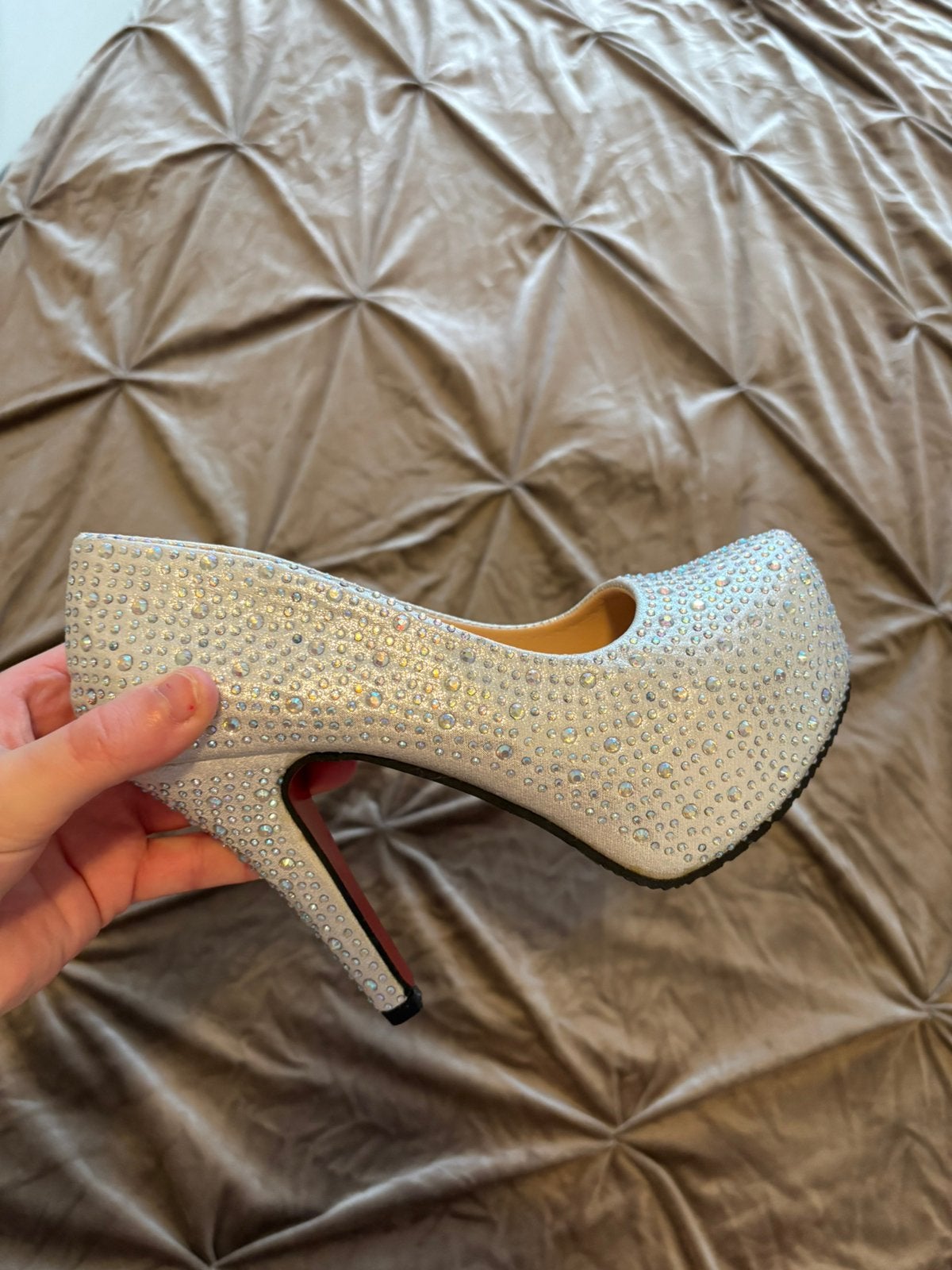 strass hakken, Kleding | Dames, Schoenen, Verzenden, Zo goed als nieuw, Grijs
