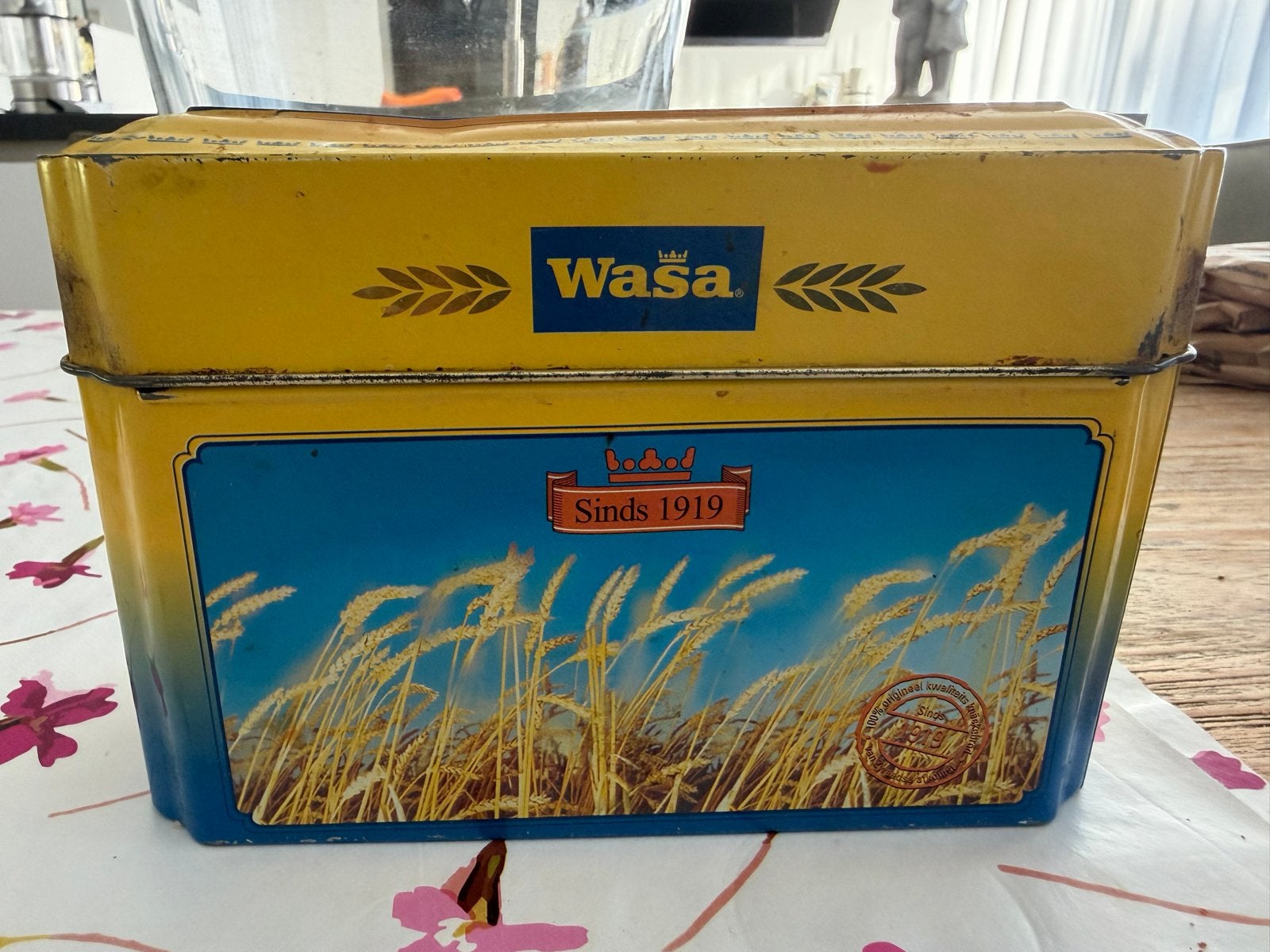 Vintage Wasa Knäckebröd Blikken Trommel - Sinds 1919, Ophalen of Verzenden, Gebruikt, Beschuit, Overige merken