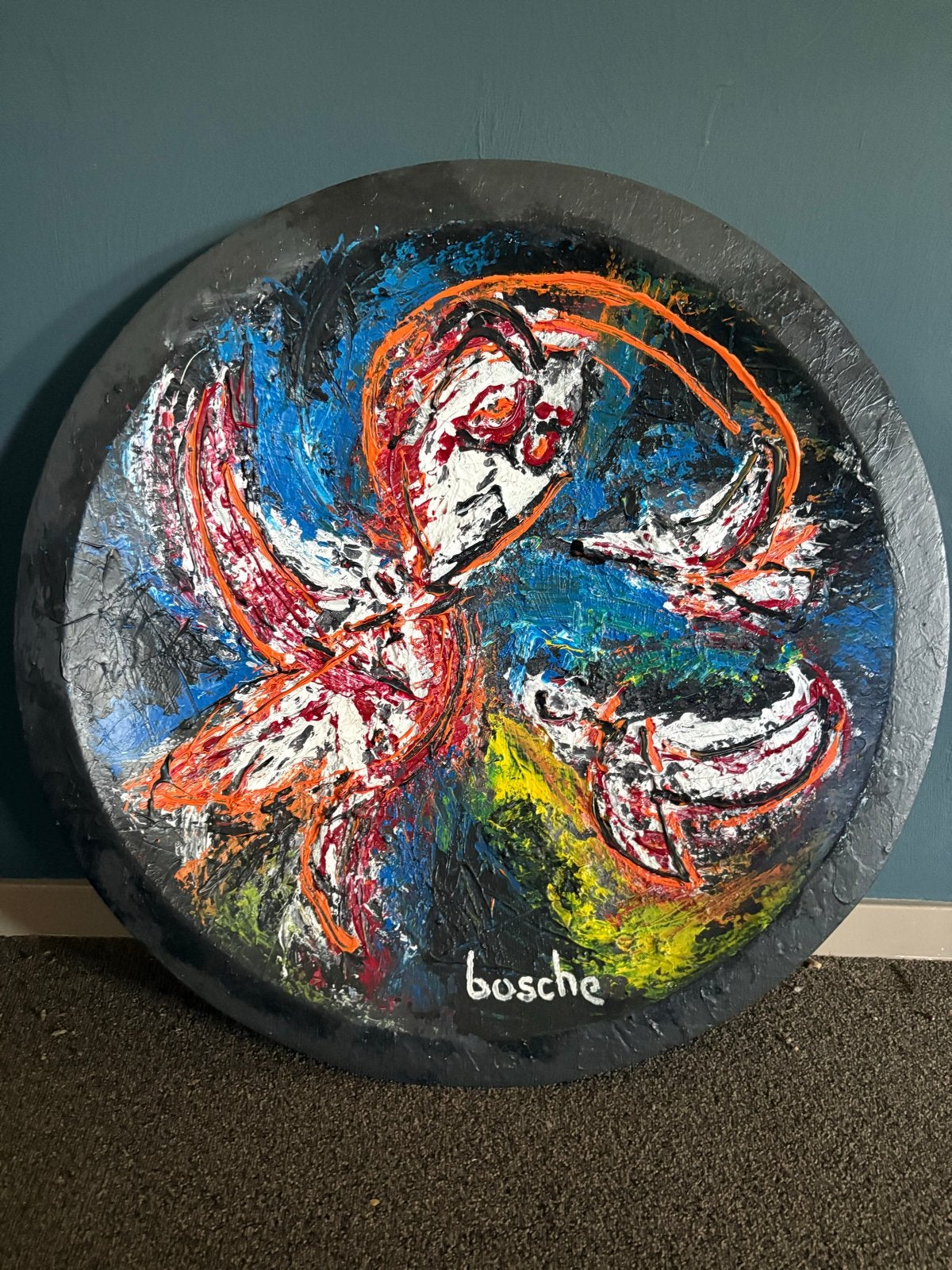 Uniek rond schilderij 'Bosche' - Abstracte kunst, Antiek en Kunst, Ophalen of Verzenden