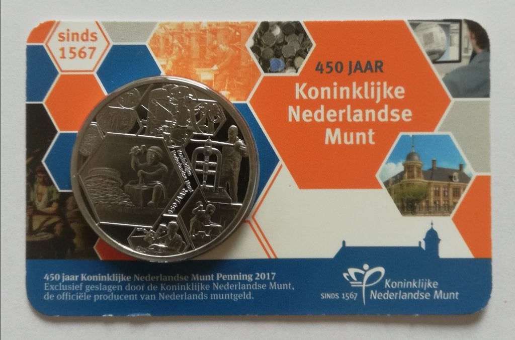 Coincard 450 jaar Koninklijke Nederlandse Munt, Postzegels en Munten, Penningen en Medailles, Ophalen of Verzenden, Overige materialen