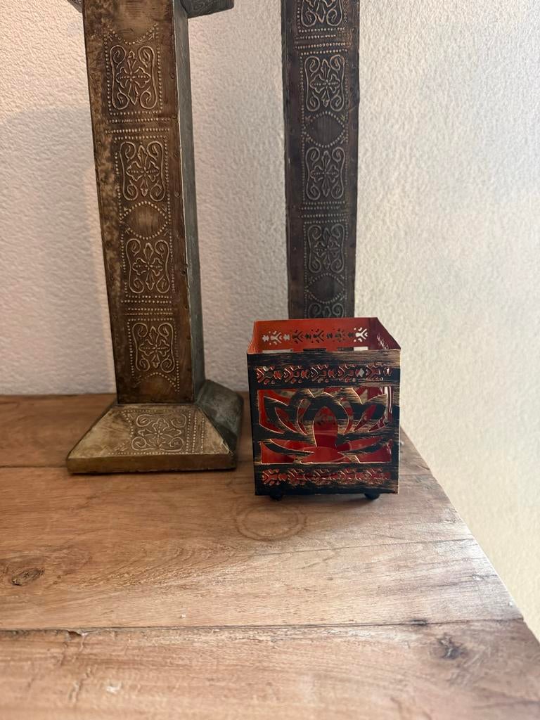 Waxinelichthouder Lotus India, Gebruikt, -, Zwart, -