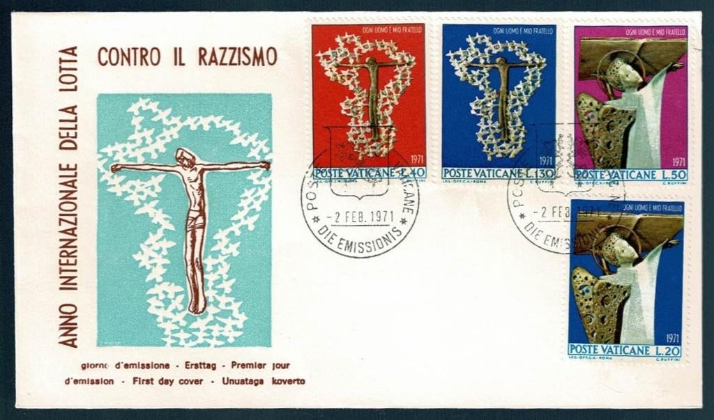 FDC : Vaticaanstad - 2.2.1971 - Tegen Racisme, Postzegels en Munten, Postzegels | Eerstedagenveloppen, Verzenden, Onbeschreven