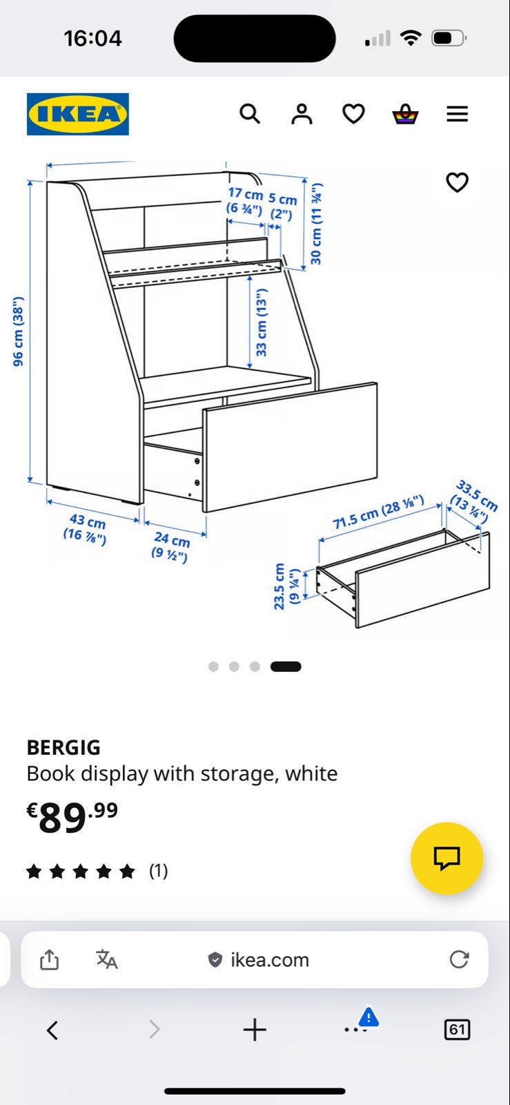 IKEA BERGIG Boekenrek met opbergruimte, wit, Ophalen, Overige materialen, Minder dan 50 cm, Gebruikt