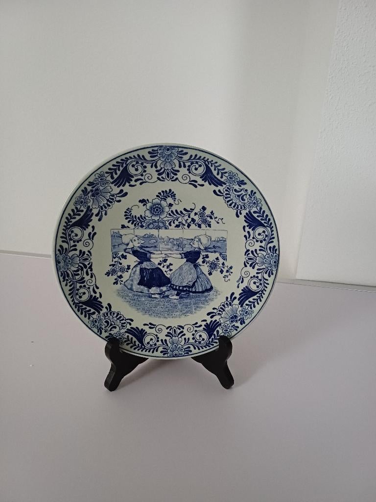 Vintagewandbord Delfts blauw decor Fantasie Petrus Regout, Ophalen of Verzenden