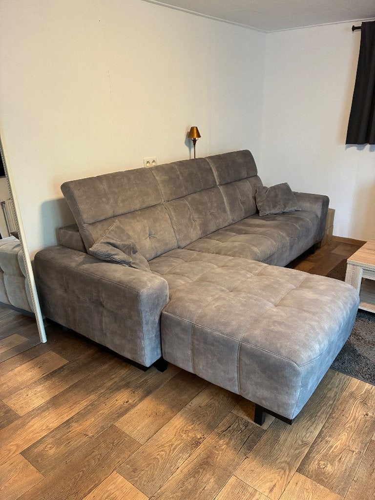 Hoekbank grijs 275cm zgan, Ophalen, Zo goed als nieuw, Stof