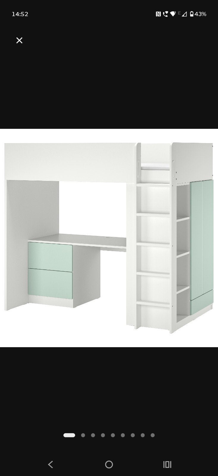IKEA SMÅSTAD Hoogslaper met bureau en opbergruimte, Ophalen, Eenpersoons, Zo goed als nieuw, 90 cm