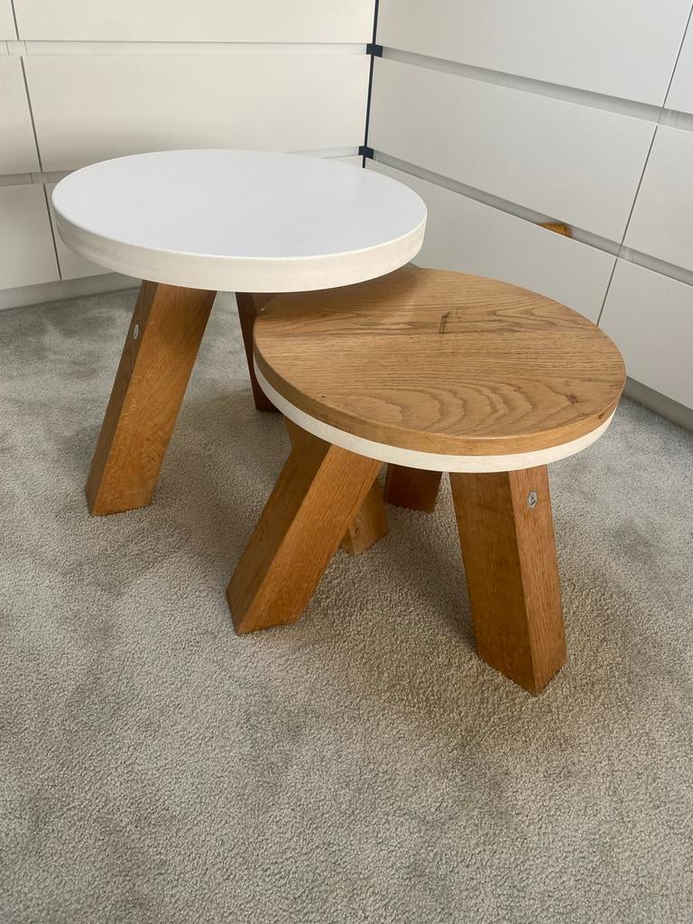 JSD Woods Salontafels/Bijzettafels Eikenhout Massief, Ophalen, Zo goed als nieuw, Minder dan 50 cm, Eikenhout