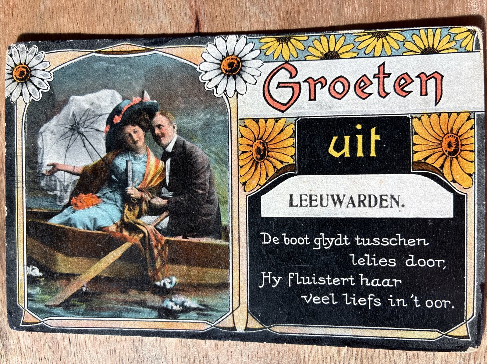 Ansichtkaart Groeten uit Leeuwarden fantastie Jugendstil, Ophalen of Verzenden, Voor 1920, Ongelopen, Friesland