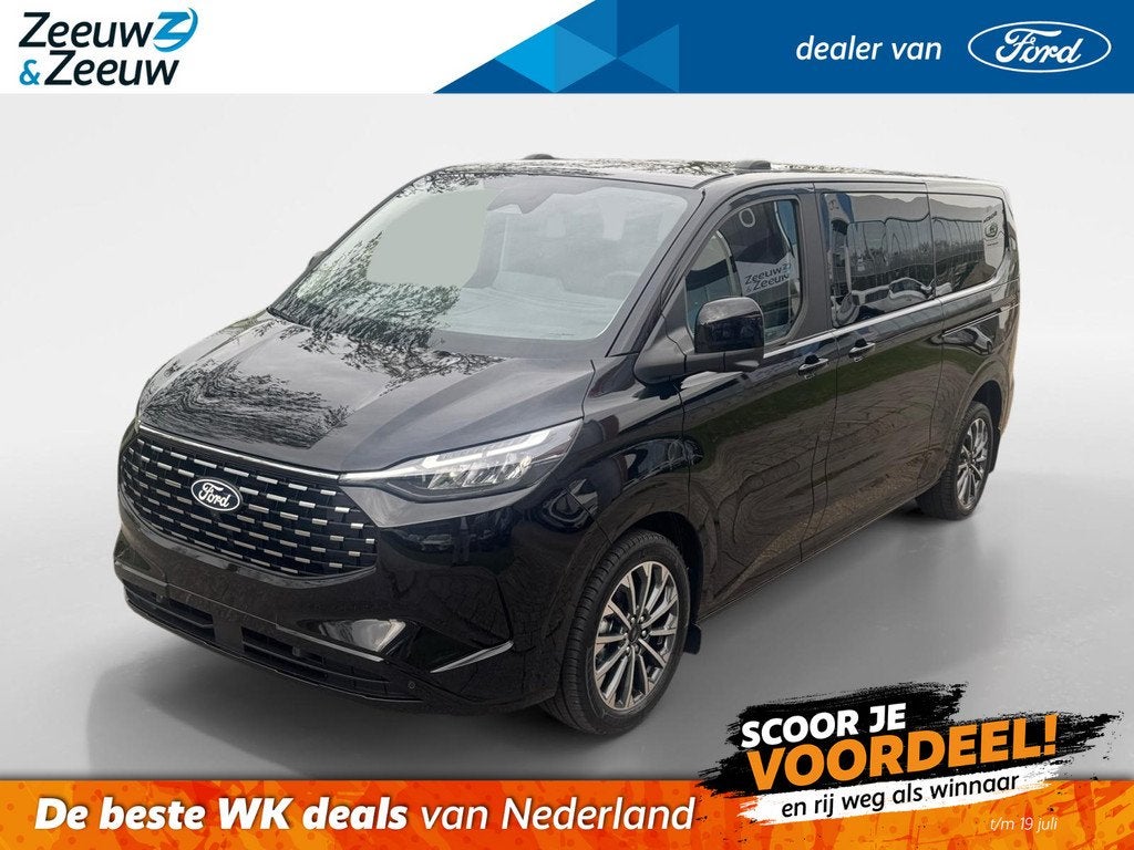 Ford Tourneo Custom 340 2.5 PHEV L2H1 Titanium X 8 persoons, Auto's, Ford, 232 pk, Zwart, Nieuw, Hybride Elektrisch/Benzine