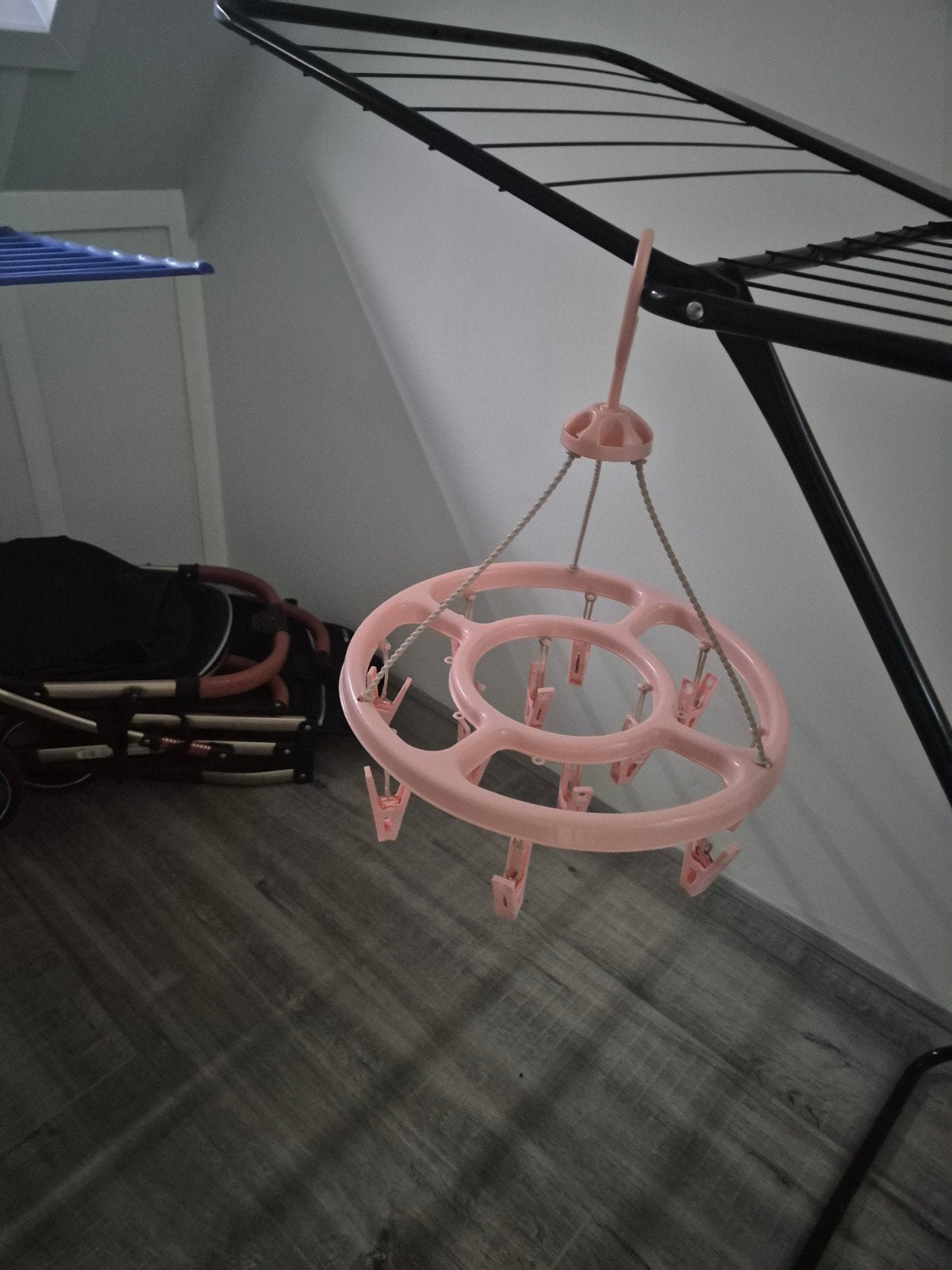 Roze wasknijperhouder met 12 knijpers, Ophalen of Verzenden, Gebruikt