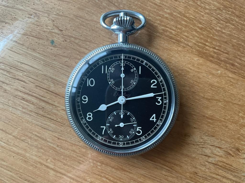 Superieure Breitling army chrono pocket watch., Sieraden, Tassen en Uiterlijk, Horloges | Antiek, Ophalen of Verzenden, Staal