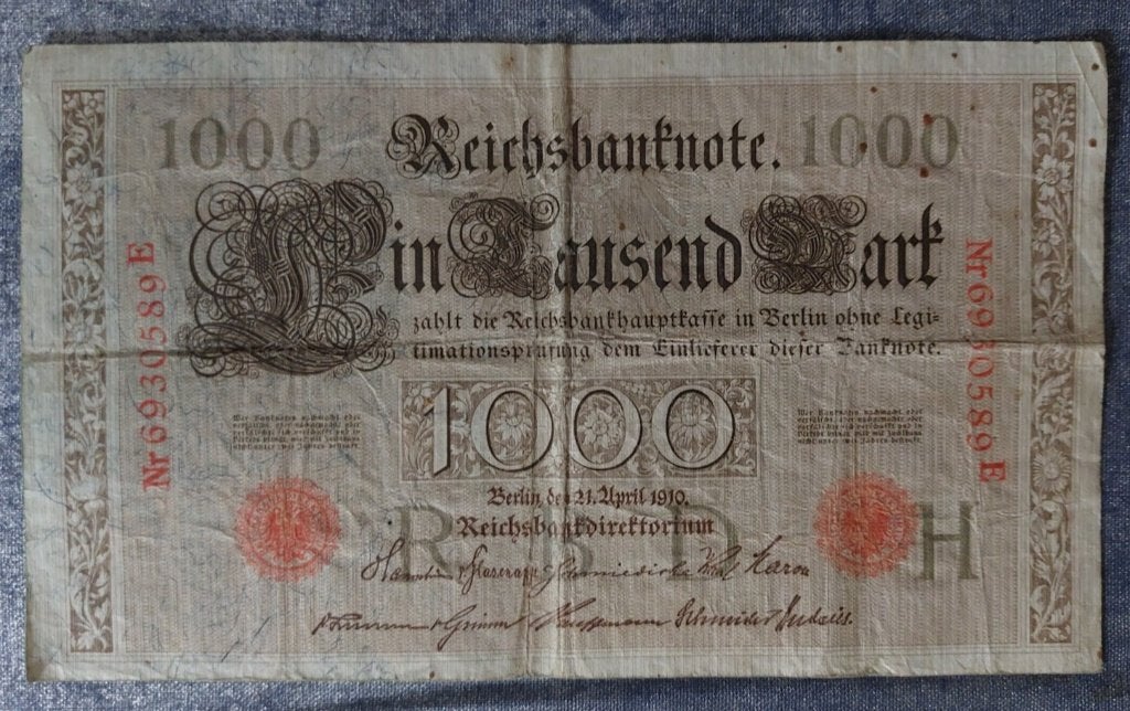 Bankbiljet  1000 mark 1910 [5704]  [PoBaNi], Ophalen of Verzenden, Duitsland, Los biljet