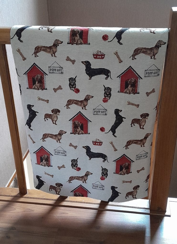 ~ Lap Gobelinstof Teckels Honden Stof, Overige materialen, Gebruikt, 120 cm of meer, Ophalen of Verzenden