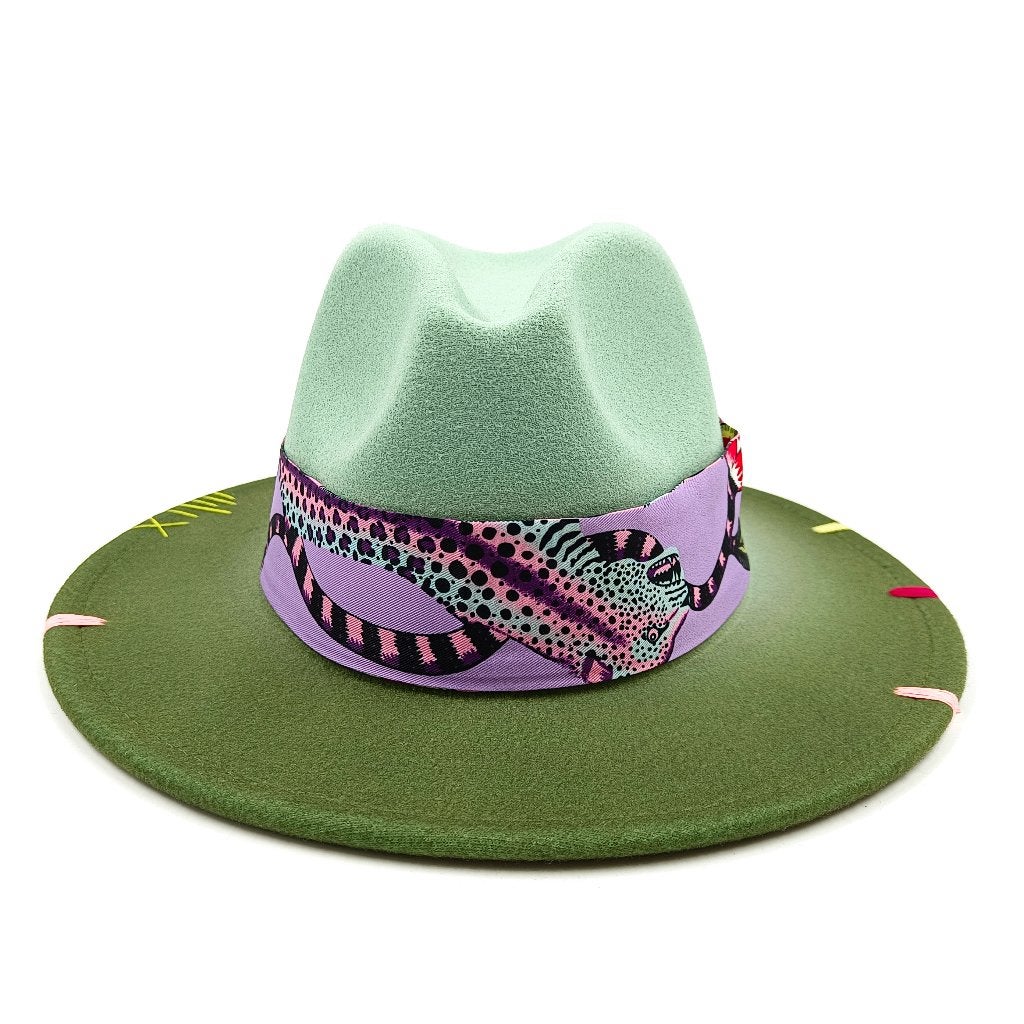 Groene fedora met band / heren dames mannen vrouwen hoed, Verzenden, Nieuw, Hoed