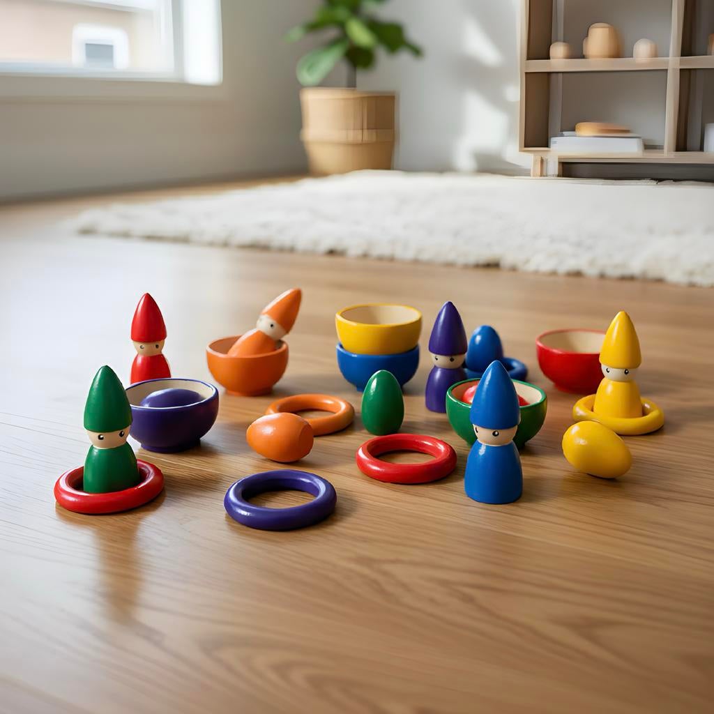 Regenboog Loose Parts Set - 24-delig Montessori Speelgoed, Kinderen en Baby's, Speelgoed | Educatief en Creatief, Ophalen of Verzenden