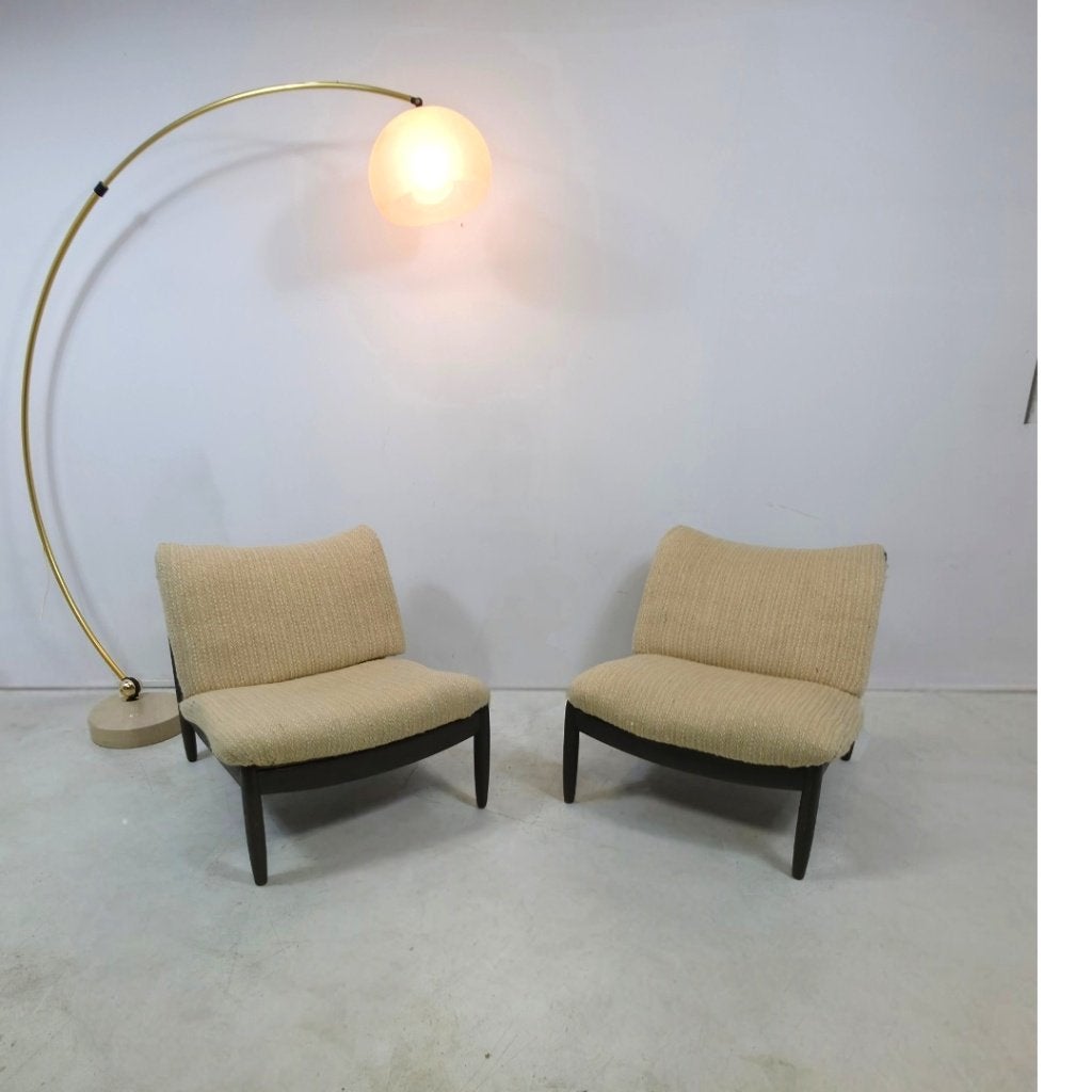 2x fauteuil Carl Straub 60s brutalist modulair wol bekleding, Ophalen, 75 tot 100 cm, Zo goed als nieuw, Stof