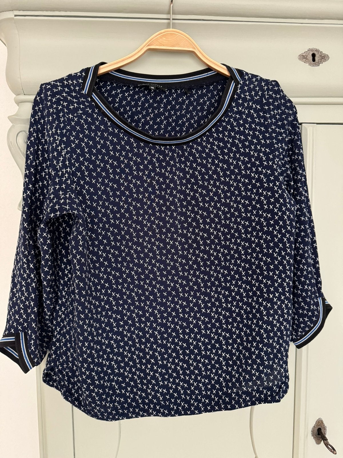 Blauwe blouse top met print Silvercreek maat 38, Kleding | Dames, Ophalen of Verzenden, Zo goed als nieuw, Maat 38/40 (M), Blauw