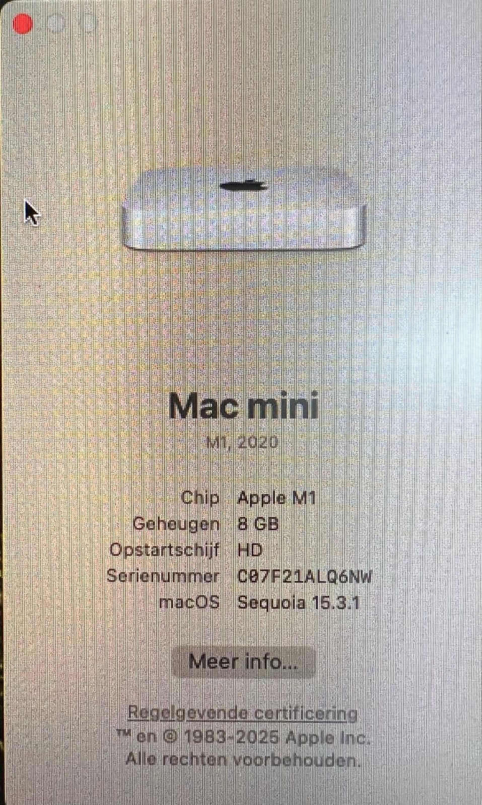 Mac mini M1 2020 - 8 GB RAM, Ophalen, Zo goed als nieuw, Mac Mini, Onbekend