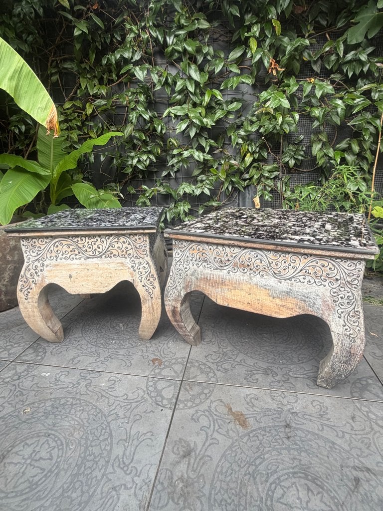 Opiumtafel mozaïek Bali Boho Indonesie Ibiza salontafel, Huis en Inrichting, Tafels | Salontafels, Verburgt Vintage, 50 tot 100 cm