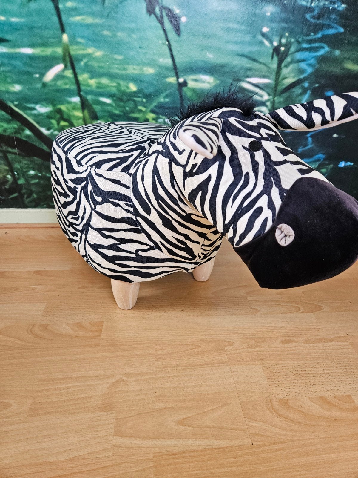 Zebra poef, Zwart, Overige stijlen, Ophalen of Verzenden, Zo goed als nieuw
