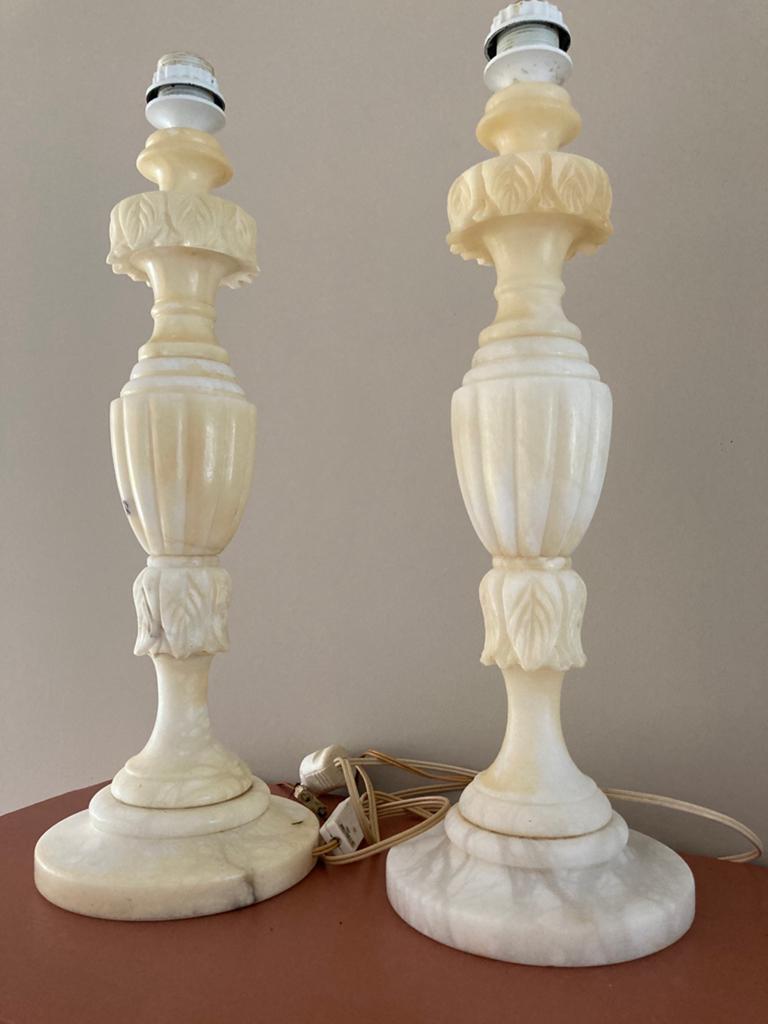 2 grote antieken lampen albast marmer Hollywood regency, Ophalen of Verzenden