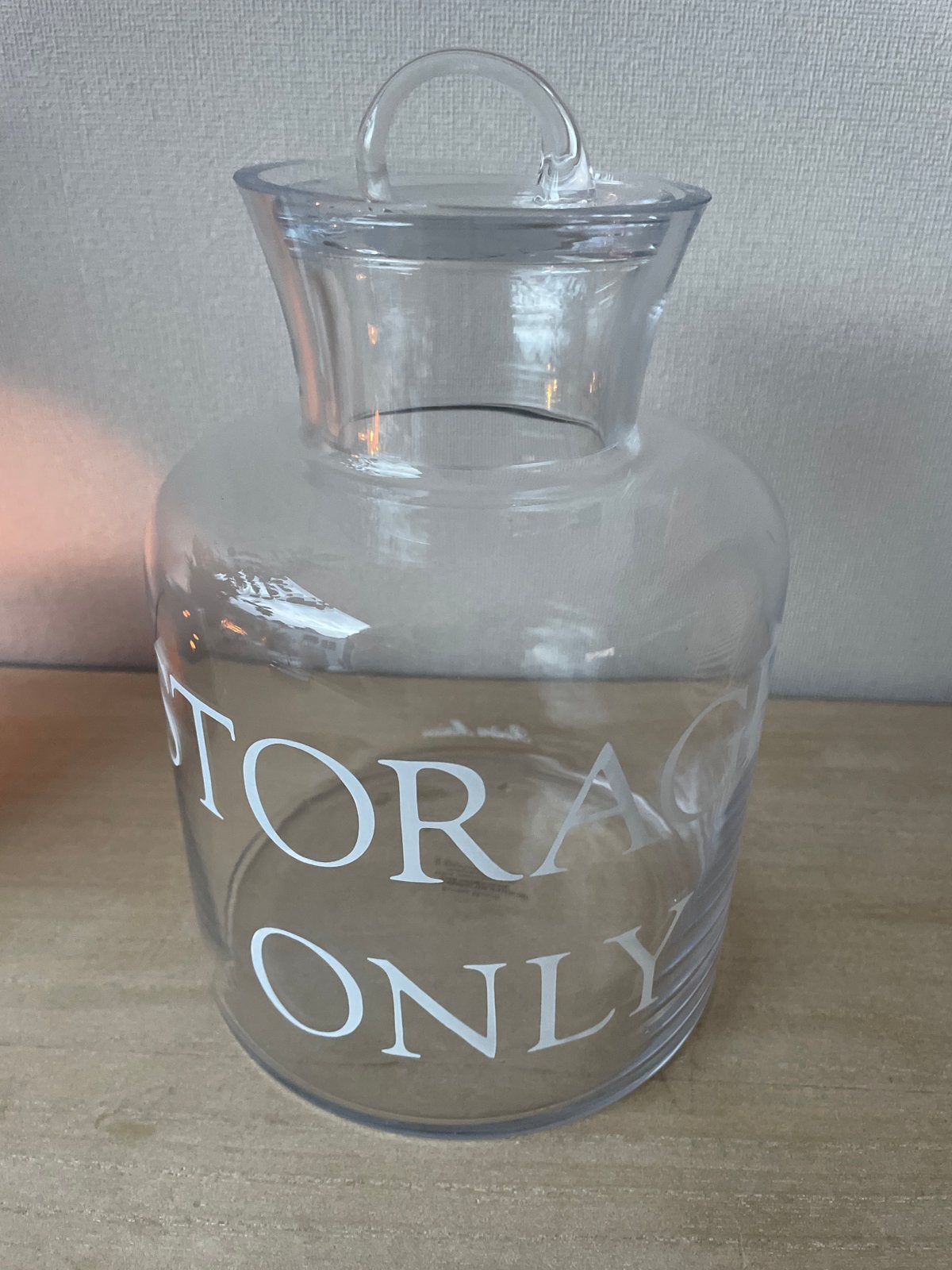 Riviera Maison glazen pot 'STORAGE ONLY' met deksel, Ophalen, Met deksel, Rond, Pot of Kruik