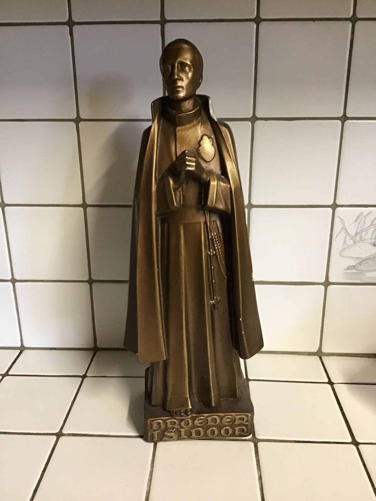 Oud gipsen beeld heilige Broeder Isidoor, Antiek en Kunst, Ophalen of Verzenden