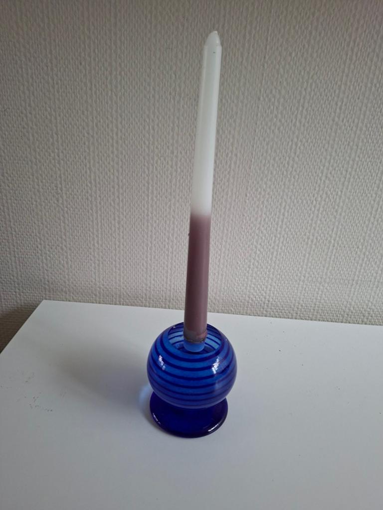 Kosta Boda glazen kandelaar met streepjes, Ophalen of Verzenden, Glas