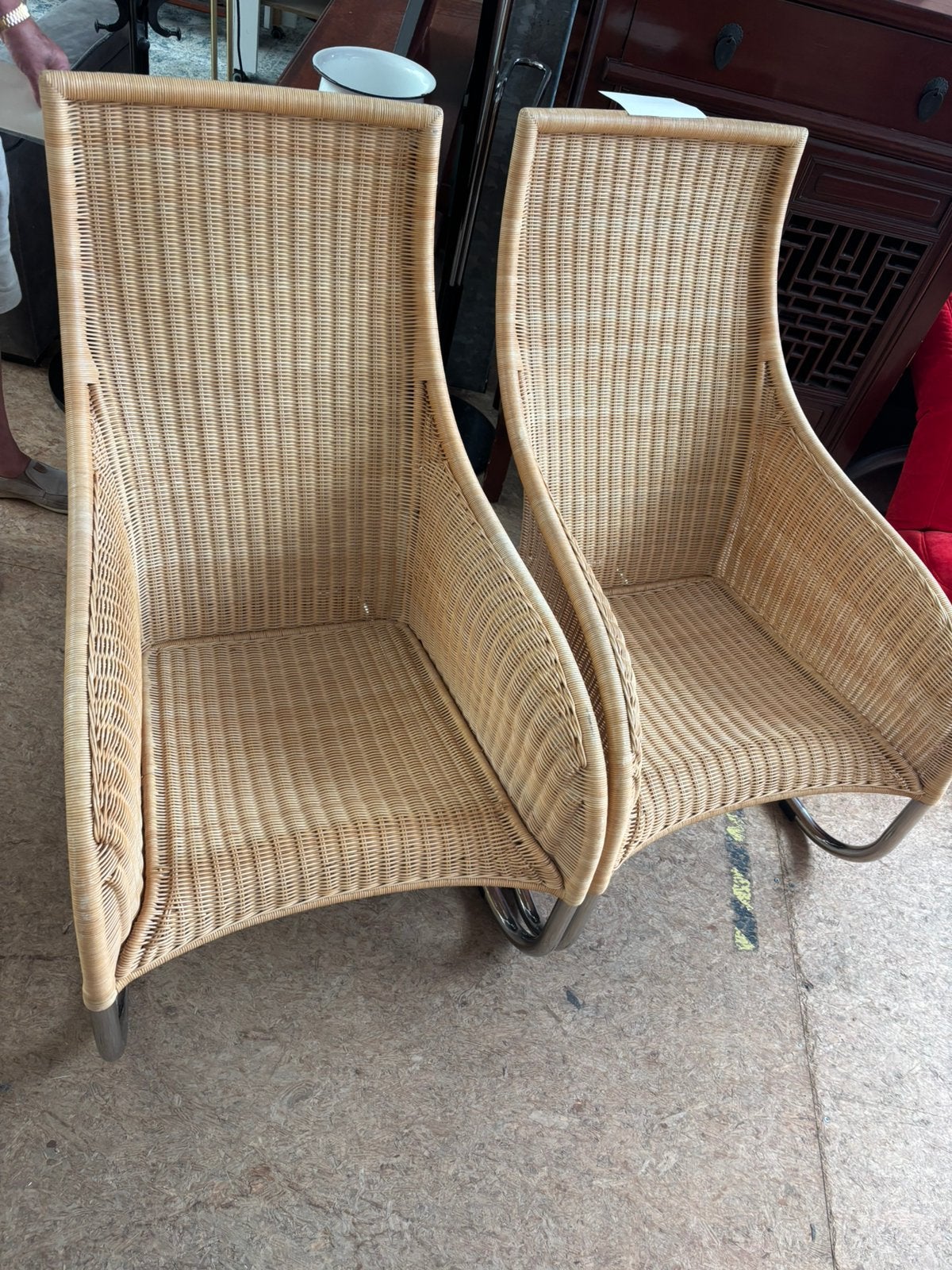2 zware rotan loungestoelen uit de jaren 90 Eurotan zgan, Huis en Inrichting, Stoelen, Ophalen, Gebruikt, Twee, Bruin