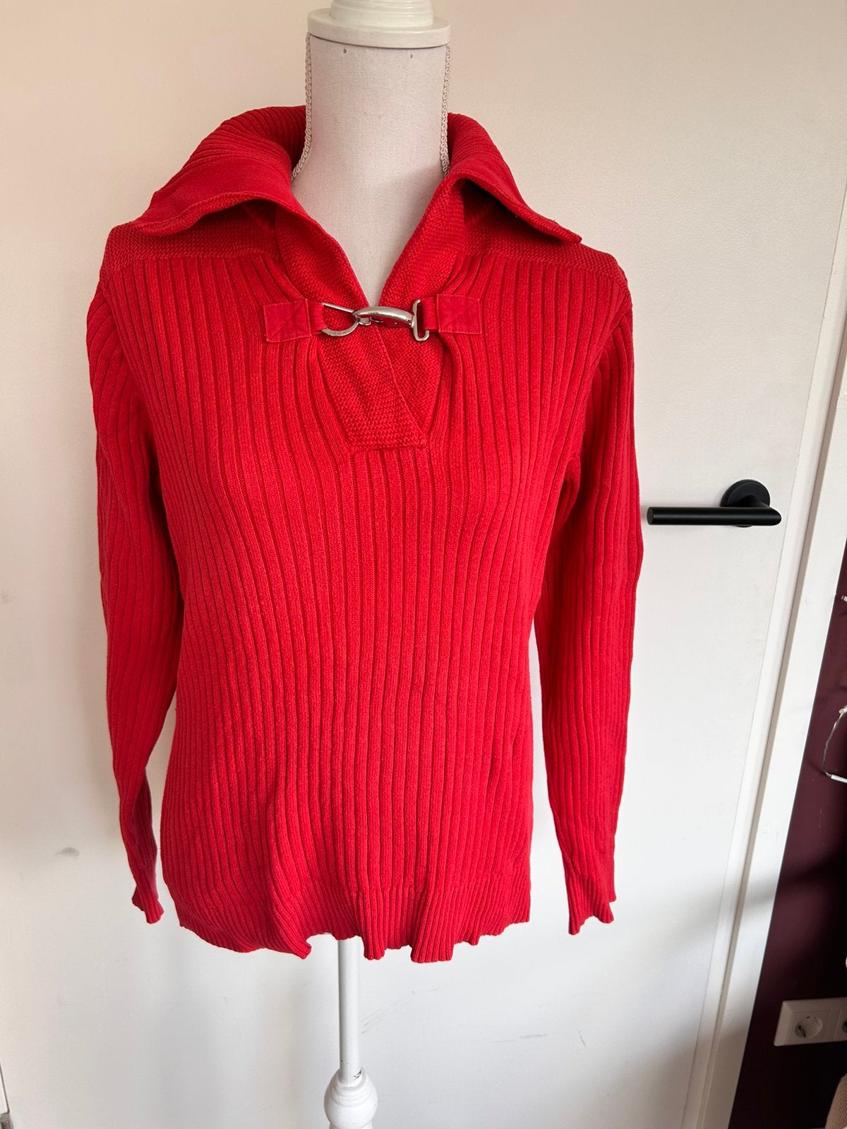 Lauren Ralph Lauren rode katoenen ribtrui XL, Kleding | Dames, Ophalen of Verzenden, Gedragen, Maat 46/48 (XL) of groter, Rood