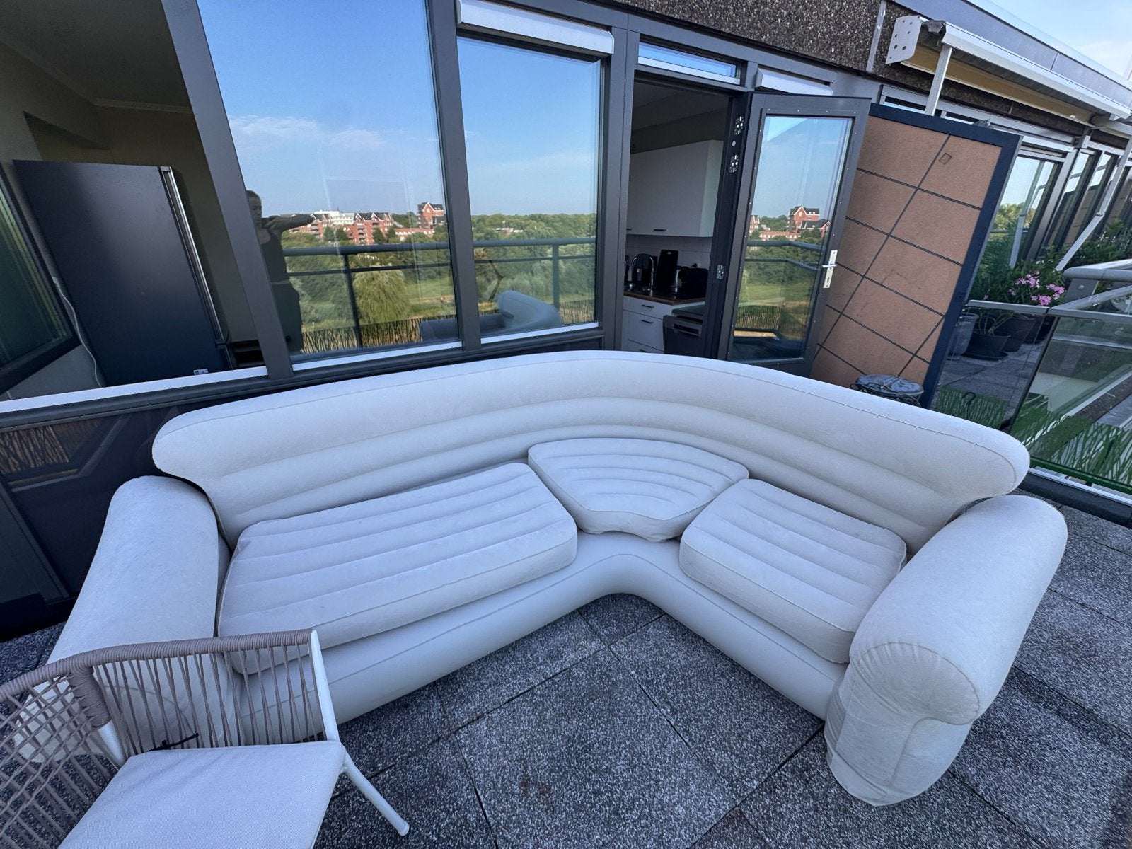 Intex Opblaasbank - Comfortabele Hoekbank voor Buiten, Ophalen, Hoekbank, Zo goed als nieuw, 150 cm of meer