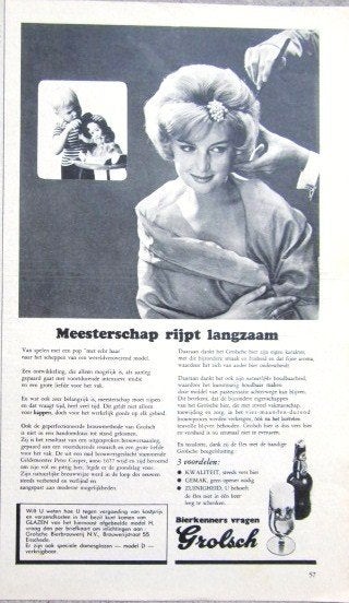 3 vintage advertenties reclames Grolsch bier langzaam 1960, Verzamelen, Merken en Reclamevoorwerpen, Ophalen of Verzenden, Gebruikt