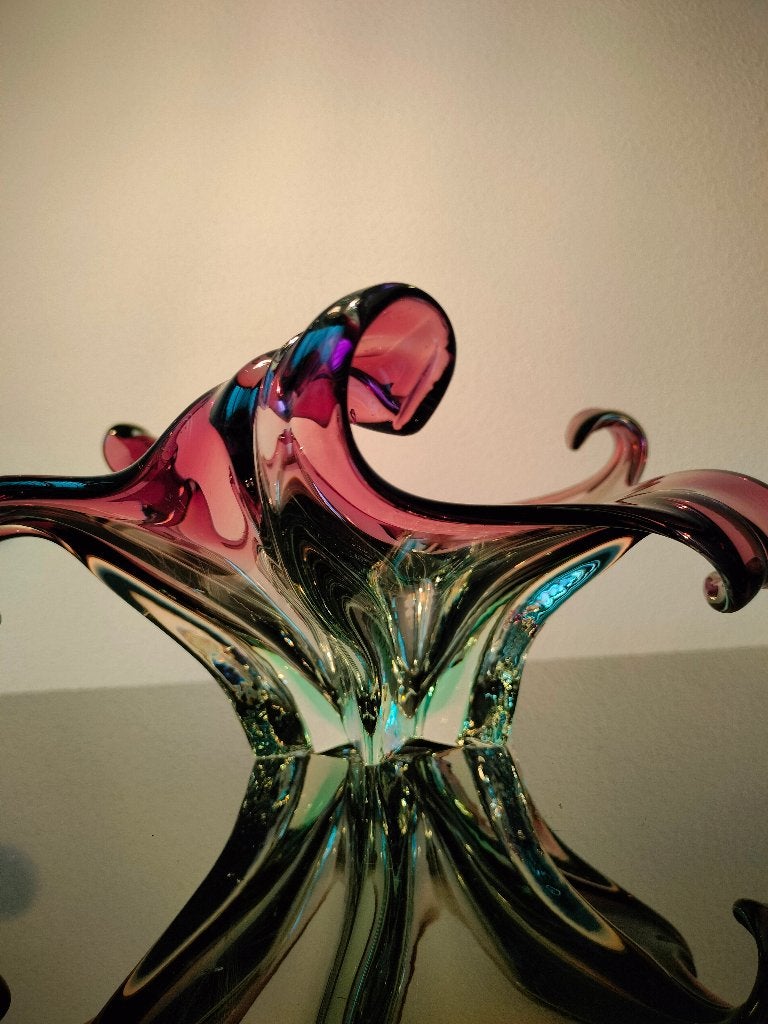 Murano Uniek Glas Schaal Roze Paars Blauw 1950, Ophalen of Verzenden