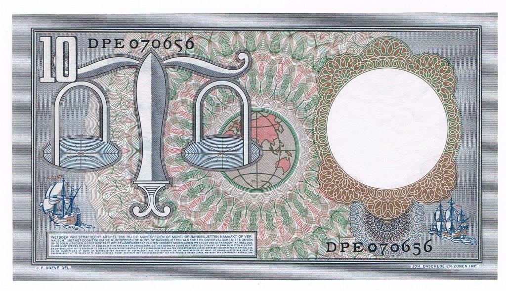10 gulden 23 maart 1953 Hugo de Groot UNC, Verzenden, 10 gulden, Los biljet