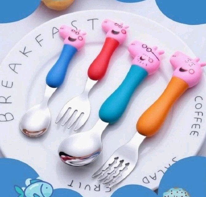 Peppa Pig Bestekset - 4-delig kinderbestek, Kinderen en Baby's, Ophalen of Verzenden