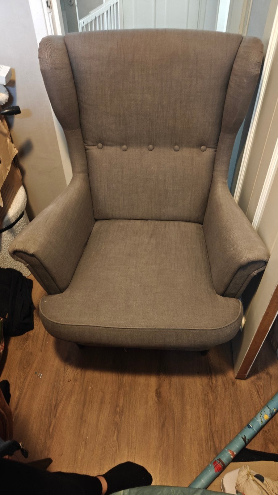Ikea Strandmon Fauteuil - Grijs, Ophalen, Modern, Klassiek, 75 tot 100 cm, Zo goed als nieuw