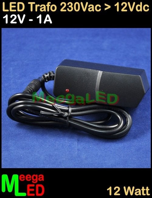 LED Trafo Voeding Adapter Driver - 230V > 12V - 1A = 12W - S, Overige merken, Kunststof, Zwart, Nieuw