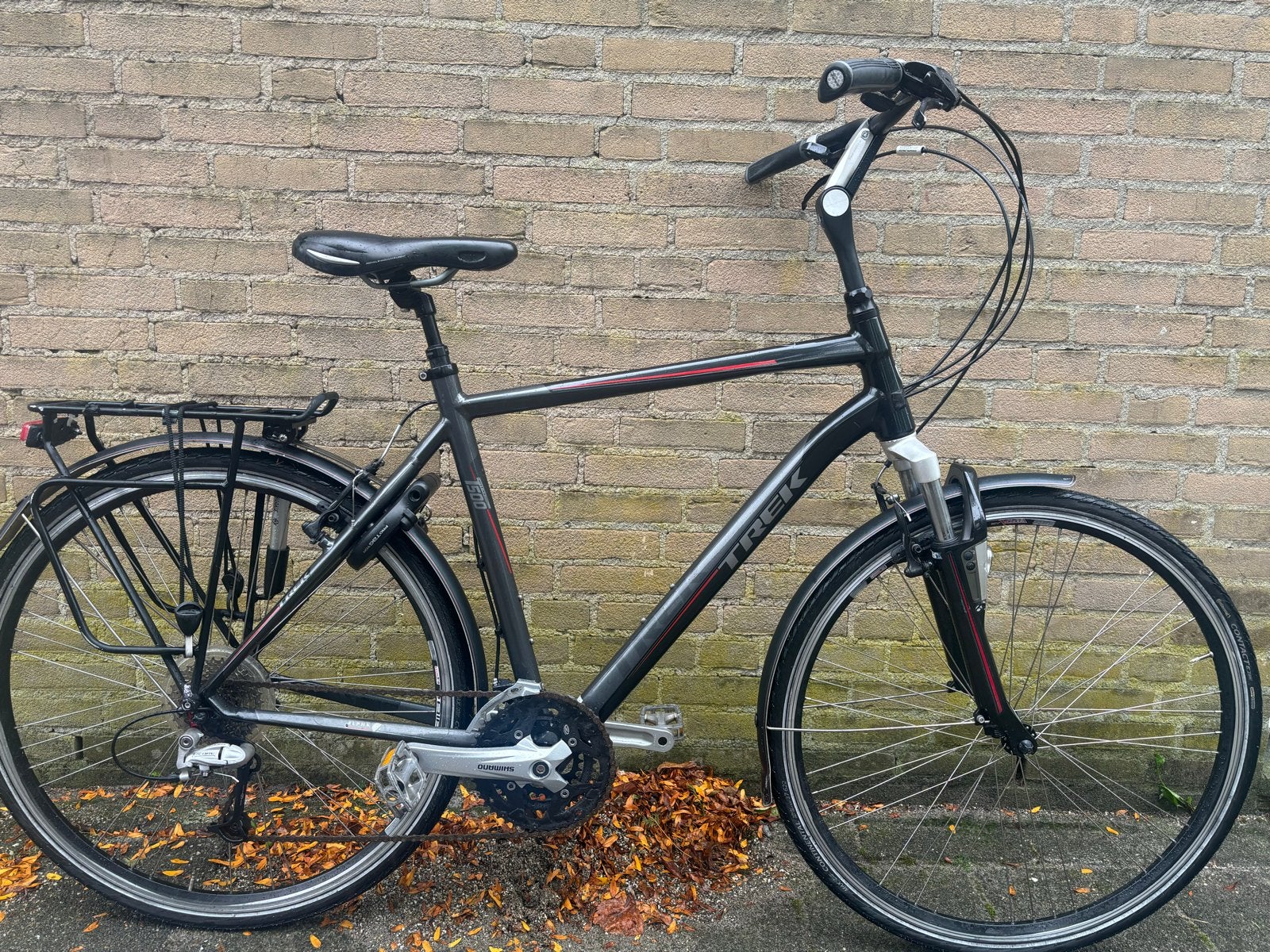 Trek T500 Heren Hybride Trekkingfiets - 27 versnellingen, 28 inch, Gebruikt, Vering, Velgrem