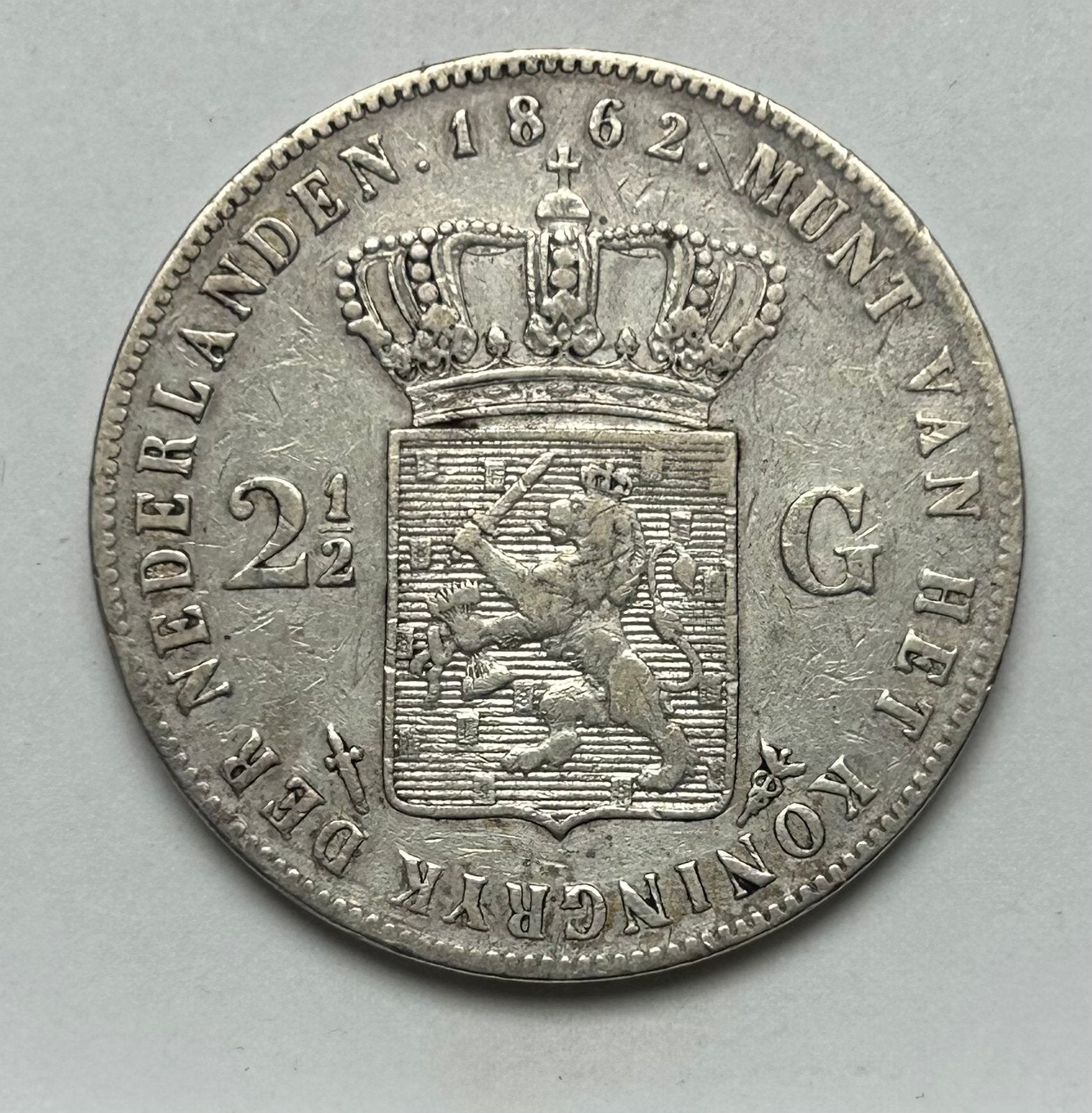 Rijksdaalder 1862 zonder . Tussen I en P, Verzenden, Koning Willem III, 2½ gulden