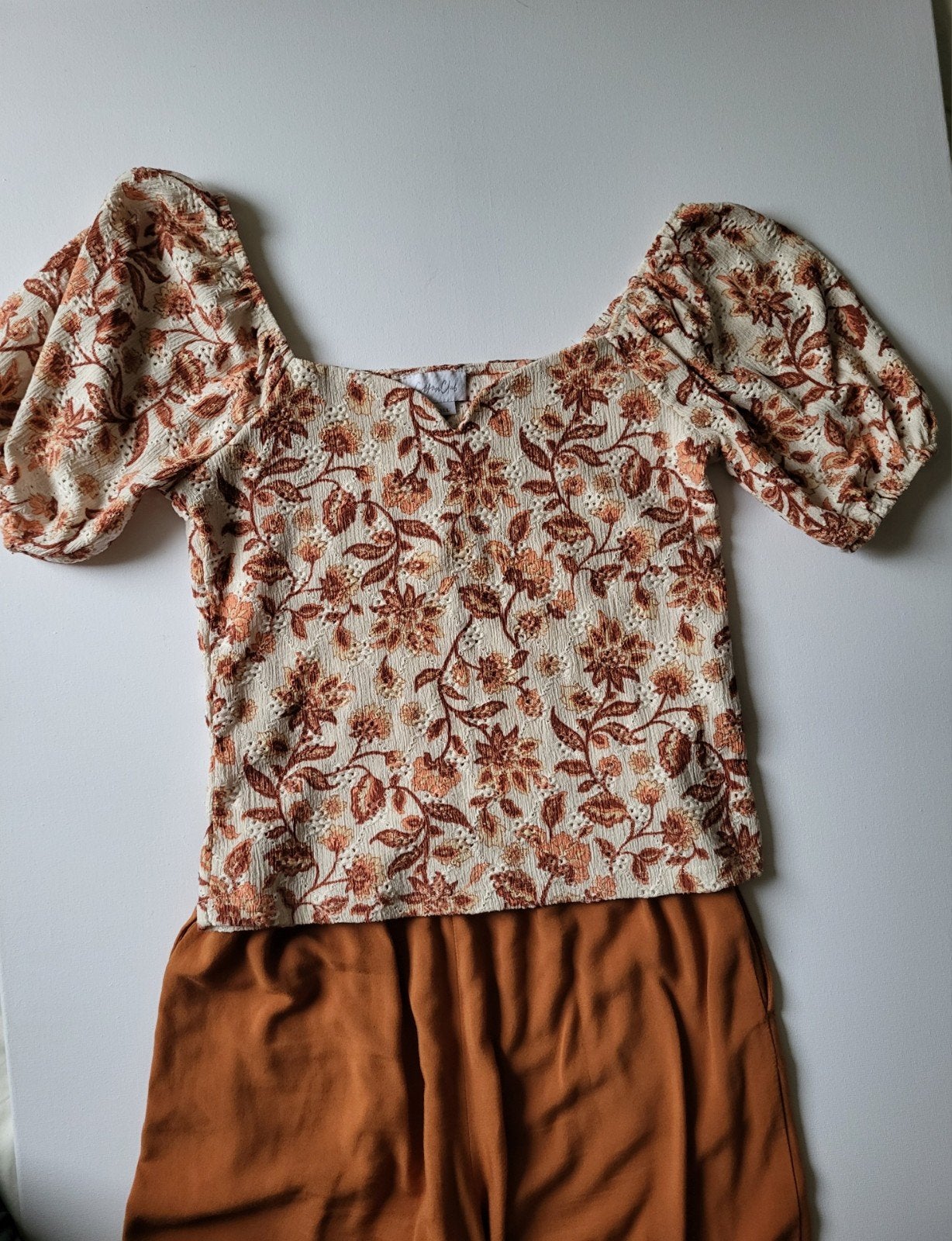 terra, zachtoranje (off shoulder)top Cotton Club mt.S, Meerkleurig, Ophalen of Verzenden, Zo goed als nieuw, Korte mouw