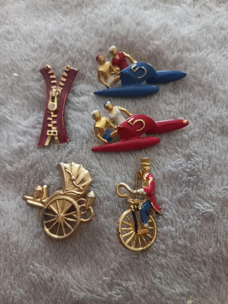 Vintage Messing Emaille Broches Jaren 50/60 -, Overige materialen, 4 tot 7 cm, Gebruikt, Overige kleuren